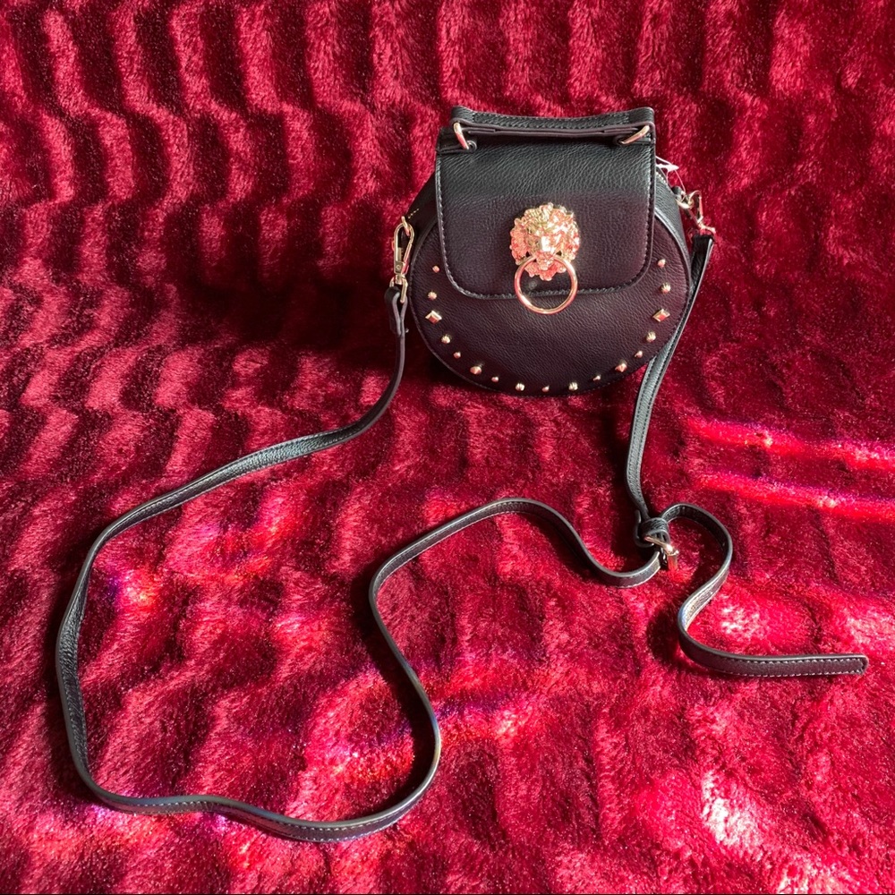 NWT Carlos Santana Black Lion Head Crossbody Bag